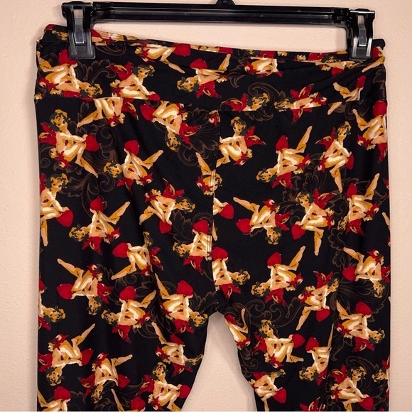 LULAROE CHERUB LEGGINGS GOTH RETRO TALL CURVY FIT WOMENS STRETCH PANTS - Picture 3 of 10